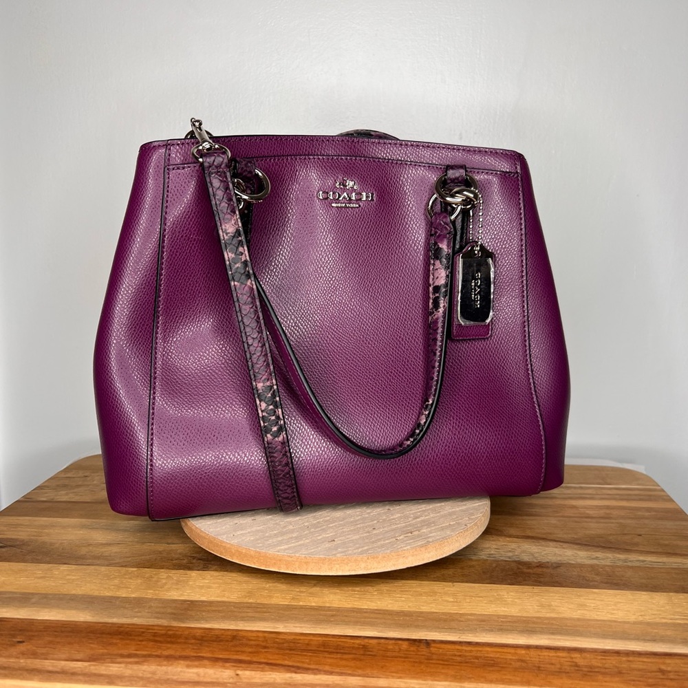 Rare Coach Minetta Plum Exotic Python Embossed Cr… - image 2
